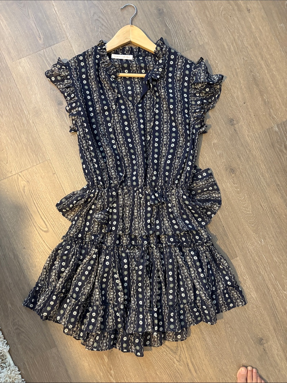 Sleeveless Navy Ruffle Tiered Dress